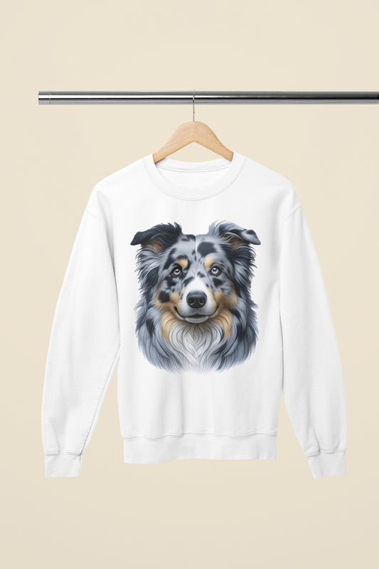 Australian Shepherd Blue Merle Realistic Design Crewneck Sweatshirt