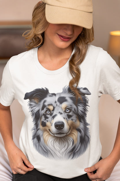 Australian Shepherd Blue Merle Realistic Graphic Tee