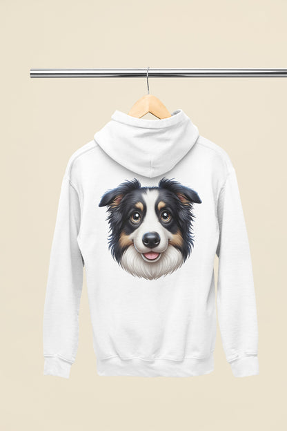 Australian Shepherd Black Tri Cartoon Back Print Hoodie