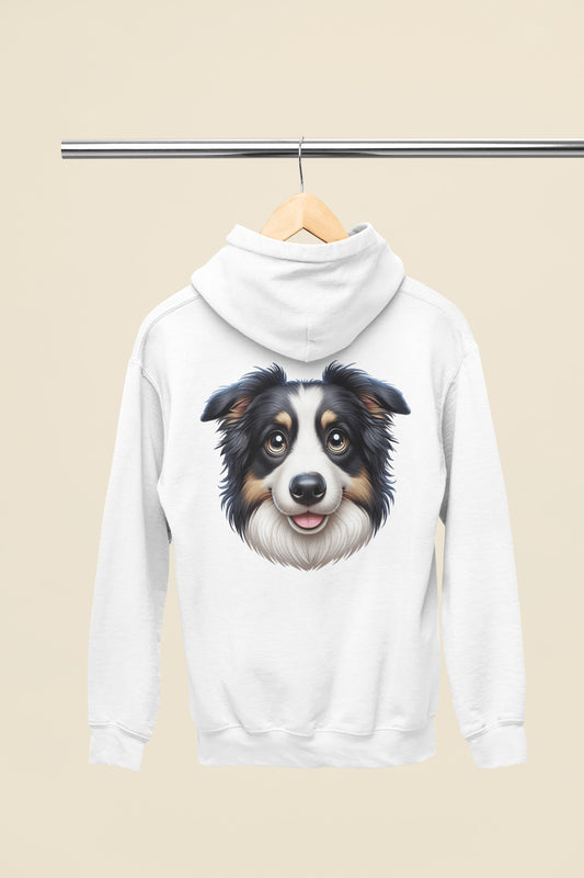 Australian Shepherd Black Tri Cartoon Back Print Hoodie