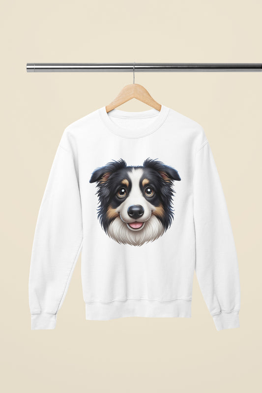 Australian Shepherd Black Tri Cartoon Design Crewneck Sweatshirt