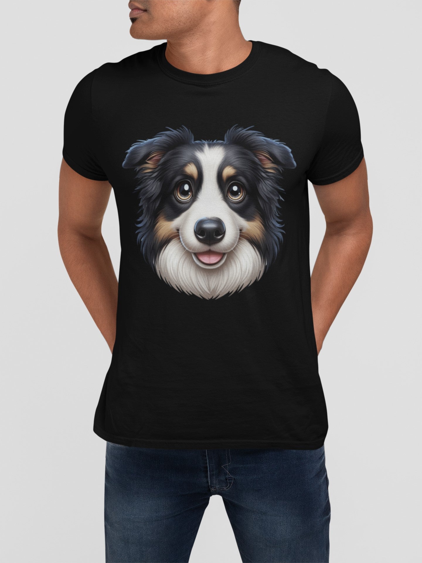 Australian Shepherd Black Tri Cartoon Graphic Tee