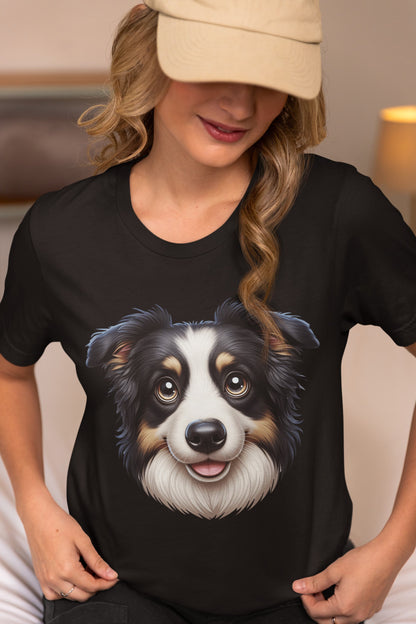 Australian Shepherd Black Tri Cartoon Graphic Tee