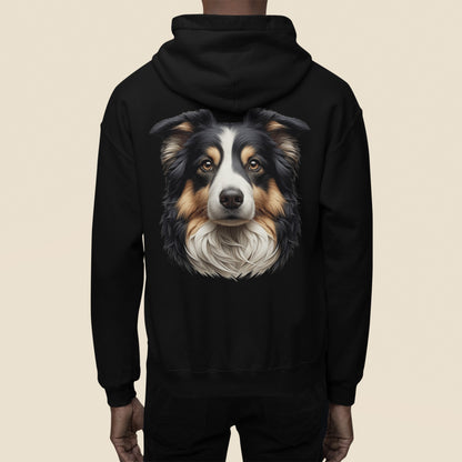 Australian Shepherd Black Tri Realistic Back Print Hoodie