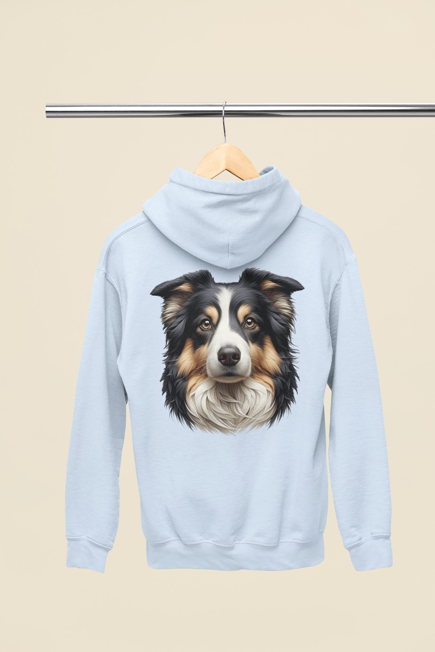 Australian Shepherd Black Tri Realistic Back Print Hoodie