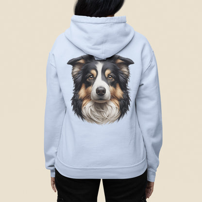 Australian Shepherd Black Tri Realistic Back Print Hoodie