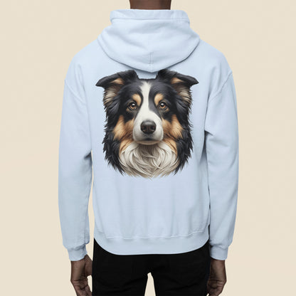 Australian Shepherd Black Tri Realistic Back Print Hoodie