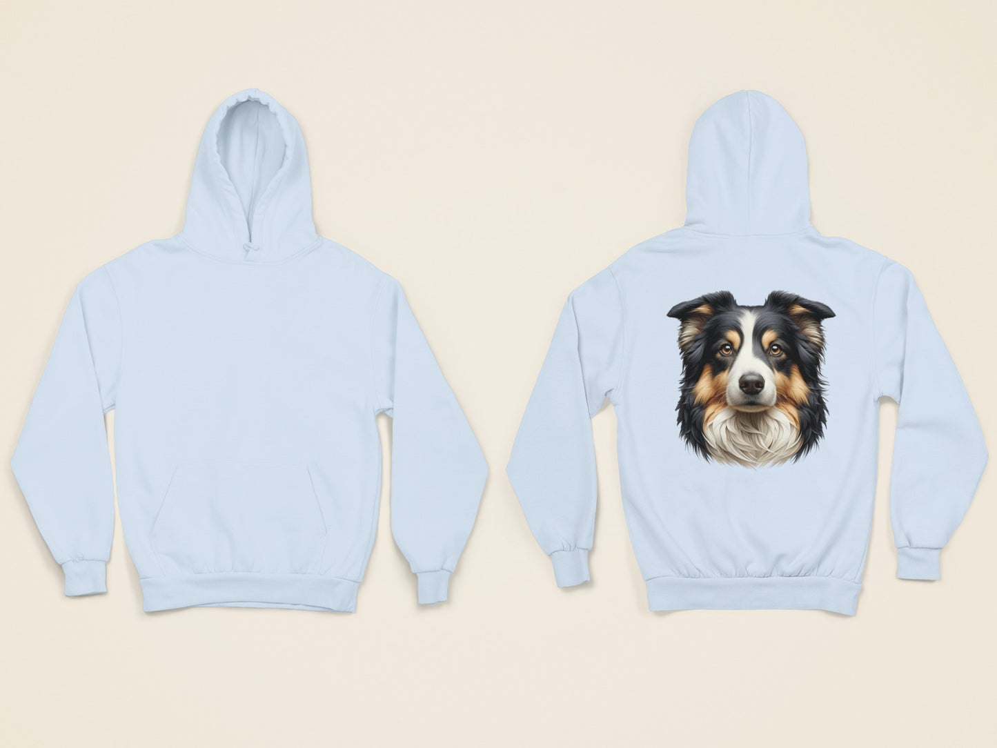 Australian Shepherd Black Tri Realistic Back Print Hoodie