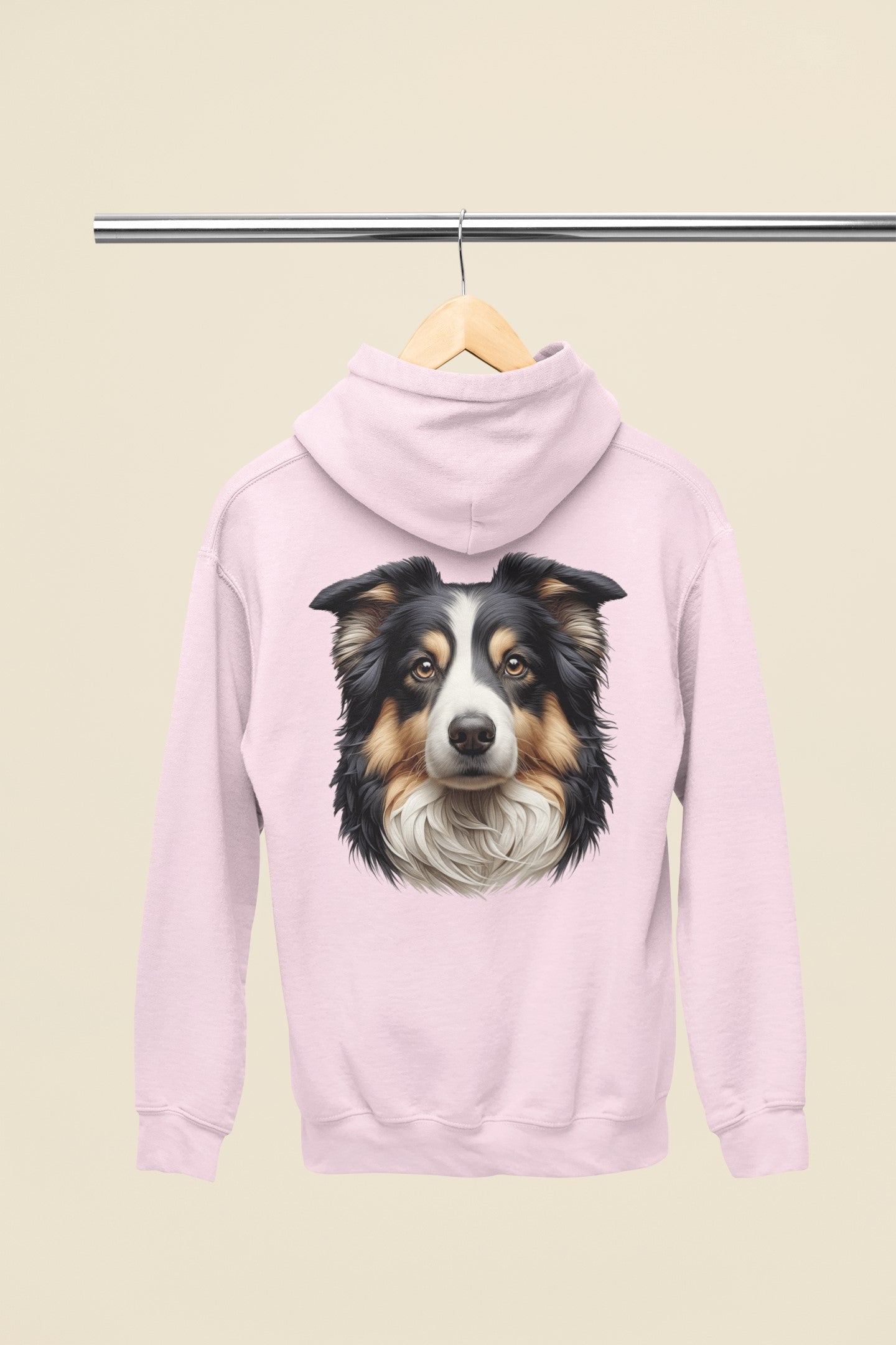 Australian Shepherd Black Tri Realistic Back Print Hoodie