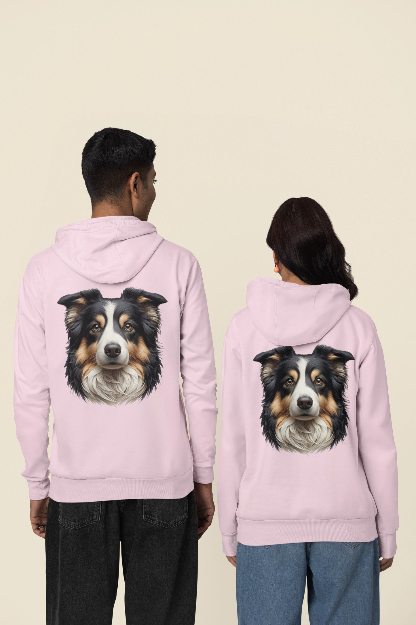 Australian Shepherd Black Tri Realistic Back Print Hoodie