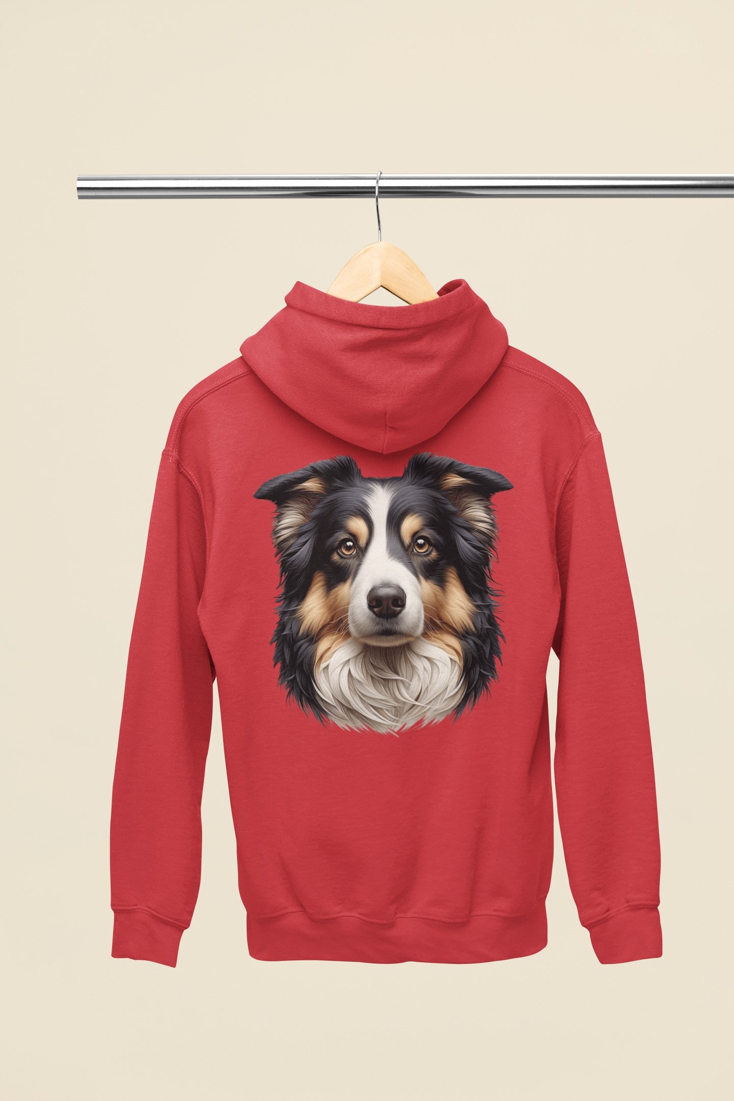 Australian Shepherd Black Tri Realistic Back Print Hoodie