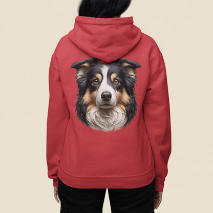 Australian Shepherd Black Tri Realistic Back Print Hoodie