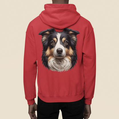 Australian Shepherd Black Tri Realistic Back Print Hoodie