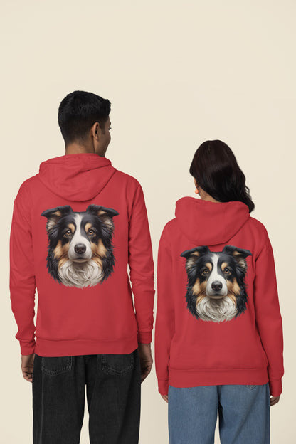 Australian Shepherd Black Tri Realistic Back Print Hoodie