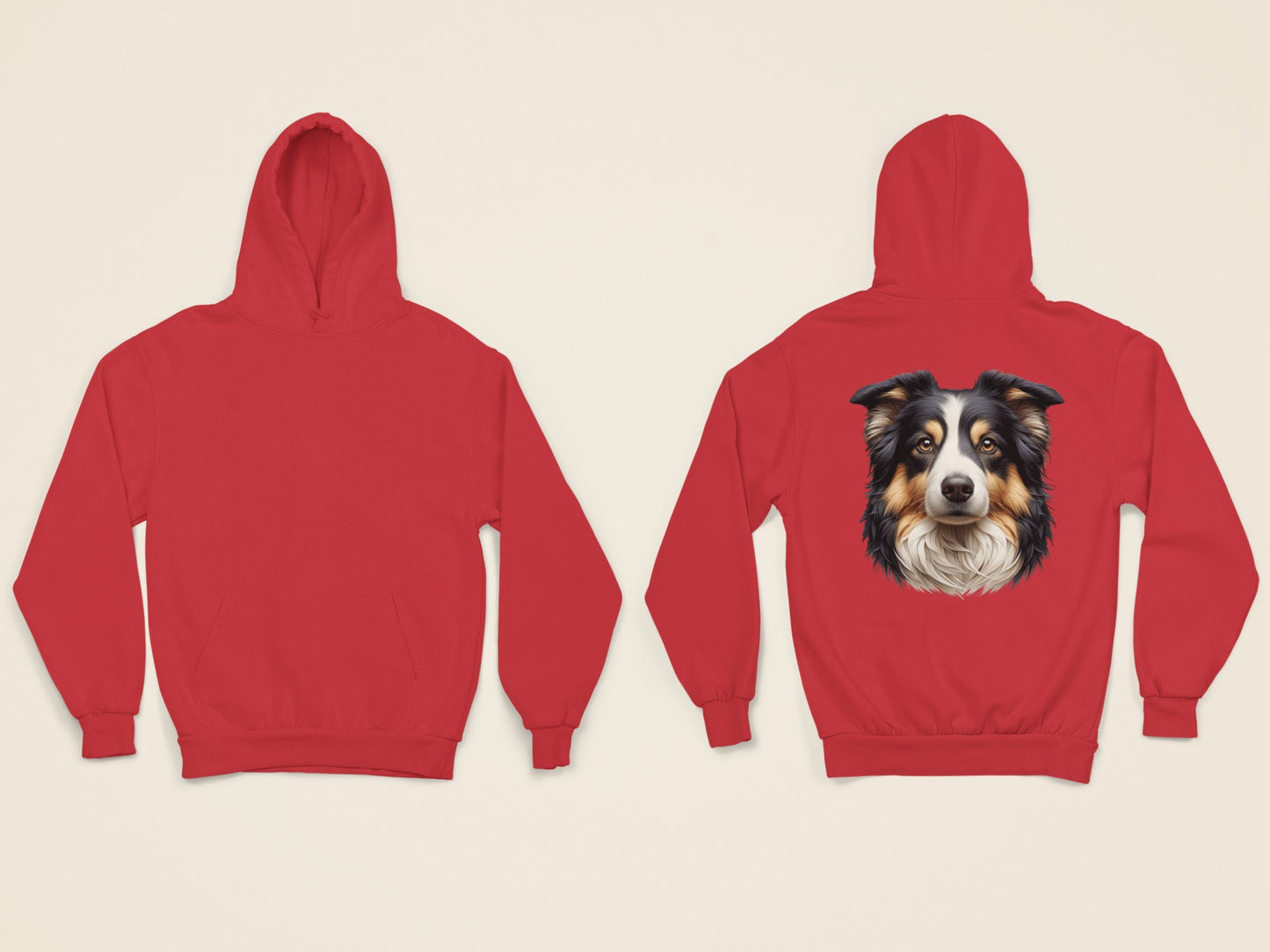 Australian Shepherd Black Tri Realistic Back Print Hoodie