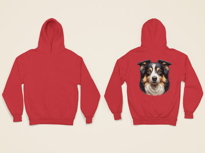 Australian Shepherd Black Tri Realistic Back Print Hoodie