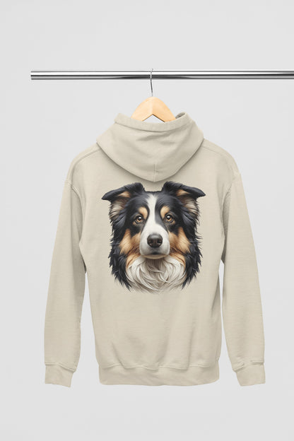 Australian Shepherd Black Tri Realistic Back Print Hoodie