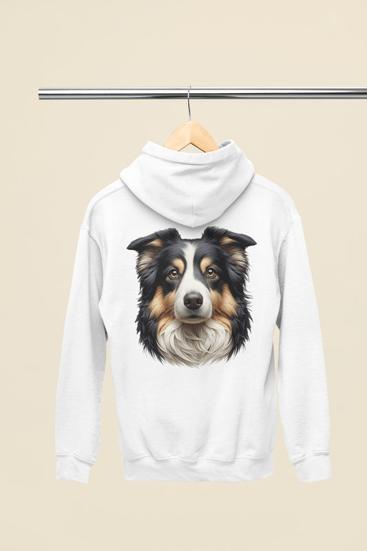 Australian Shepherd Black Tri Realistic Back Print Hoodie