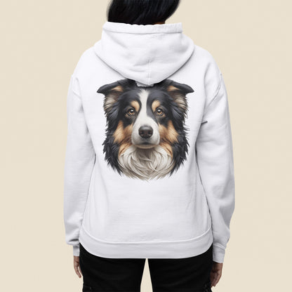 Australian Shepherd Black Tri Realistic Back Print Hoodie