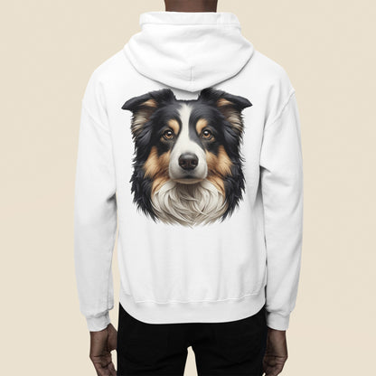Australian Shepherd Black Tri Realistic Back Print Hoodie