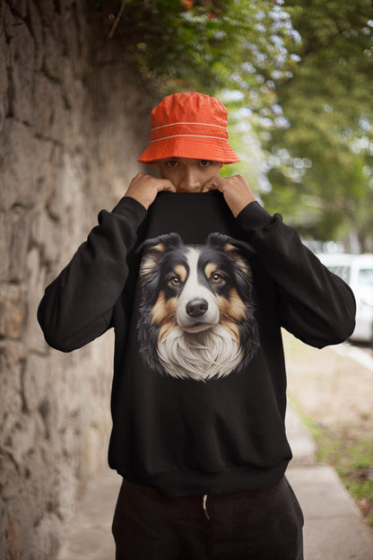 Australian Shepherd Black Tri Realistic Design Crewneck Sweatshirt