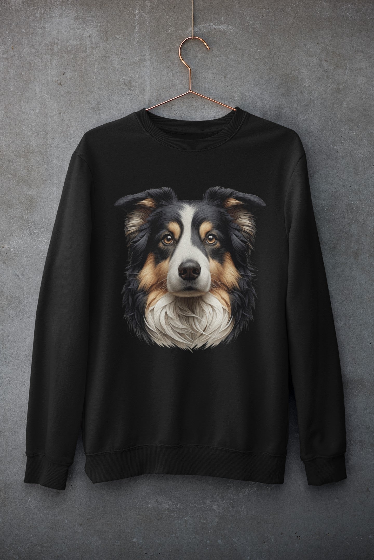 Australian Shepherd Black Tri Realistic Design Crewneck Sweatshirt