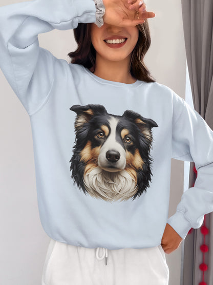 Australian Shepherd Black Tri Realistic Design Crewneck Sweatshirt