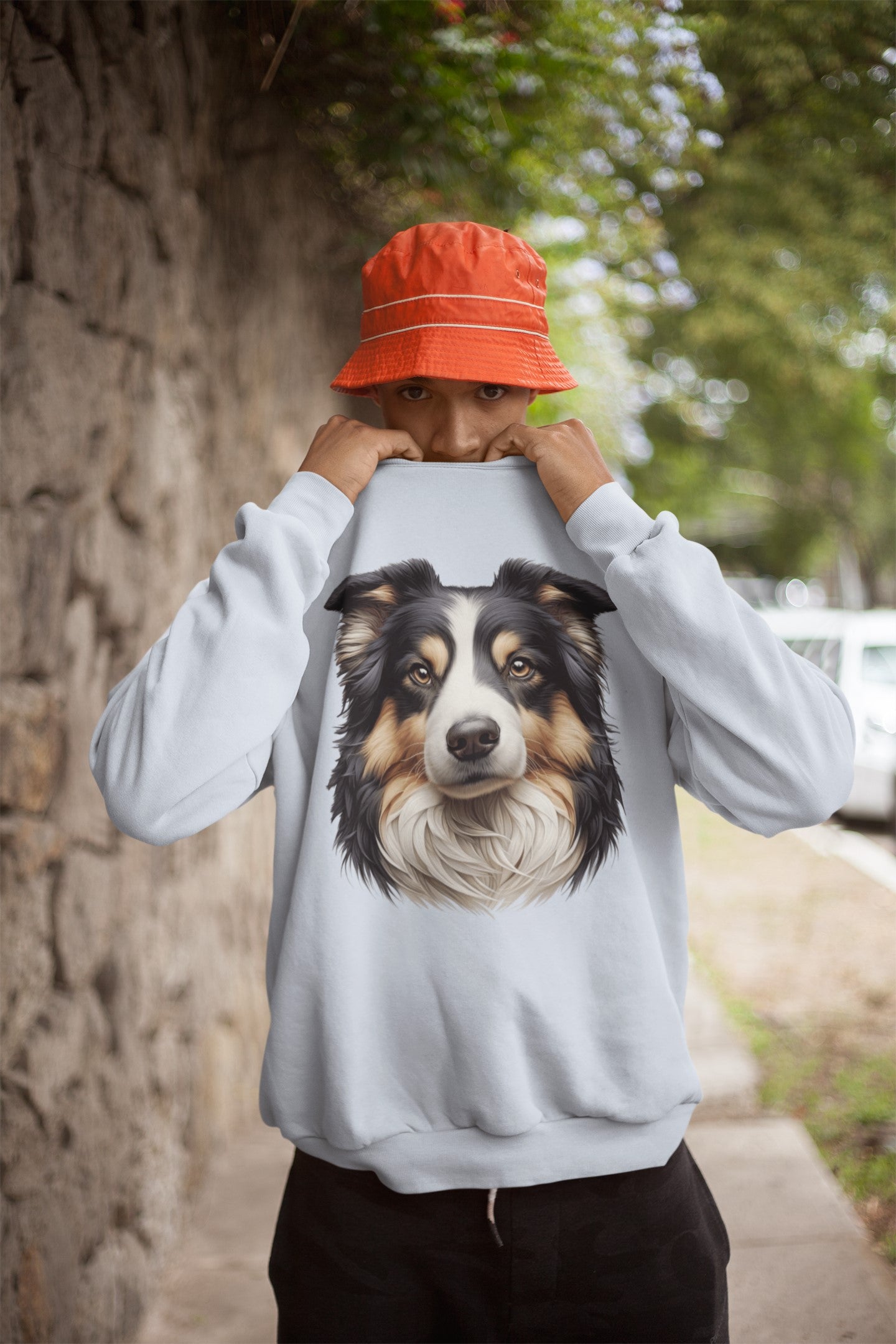 Australian Shepherd Black Tri Realistic Design Crewneck Sweatshirt