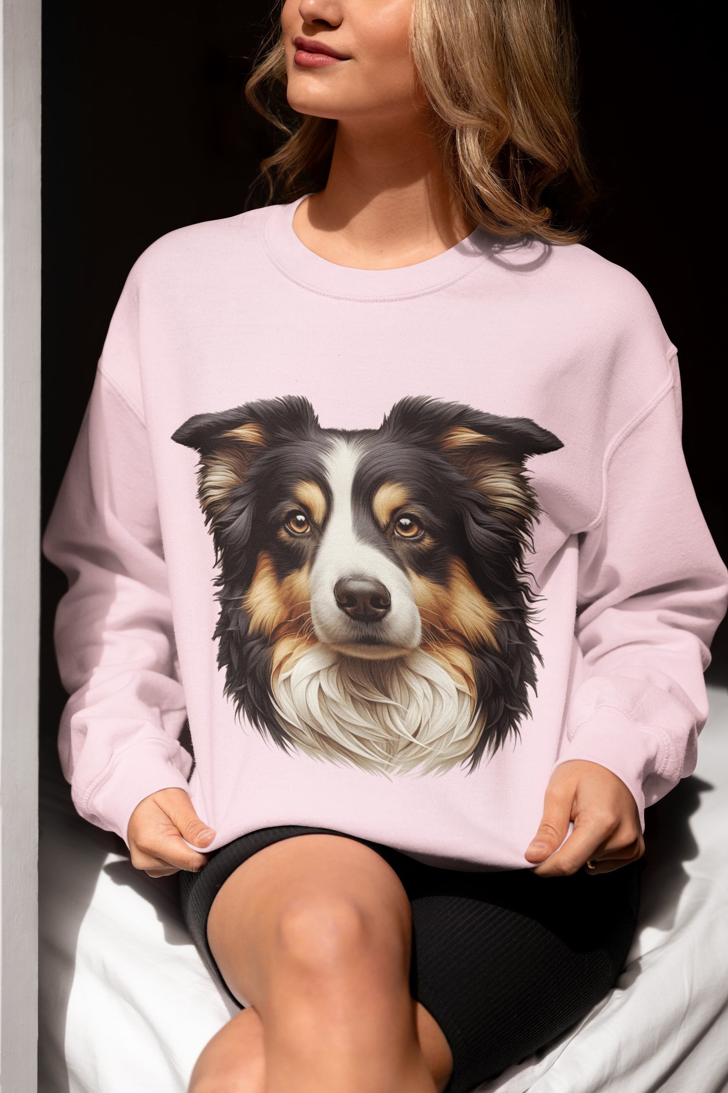 Australian Shepherd Black Tri Realistic Design Crewneck Sweatshirt
