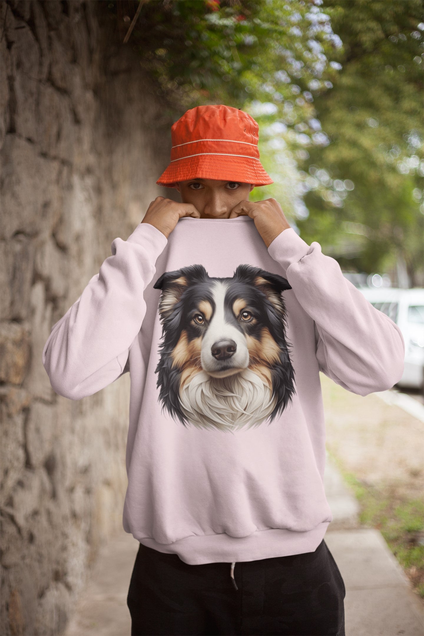 Australian Shepherd Black Tri Realistic Design Crewneck Sweatshirt