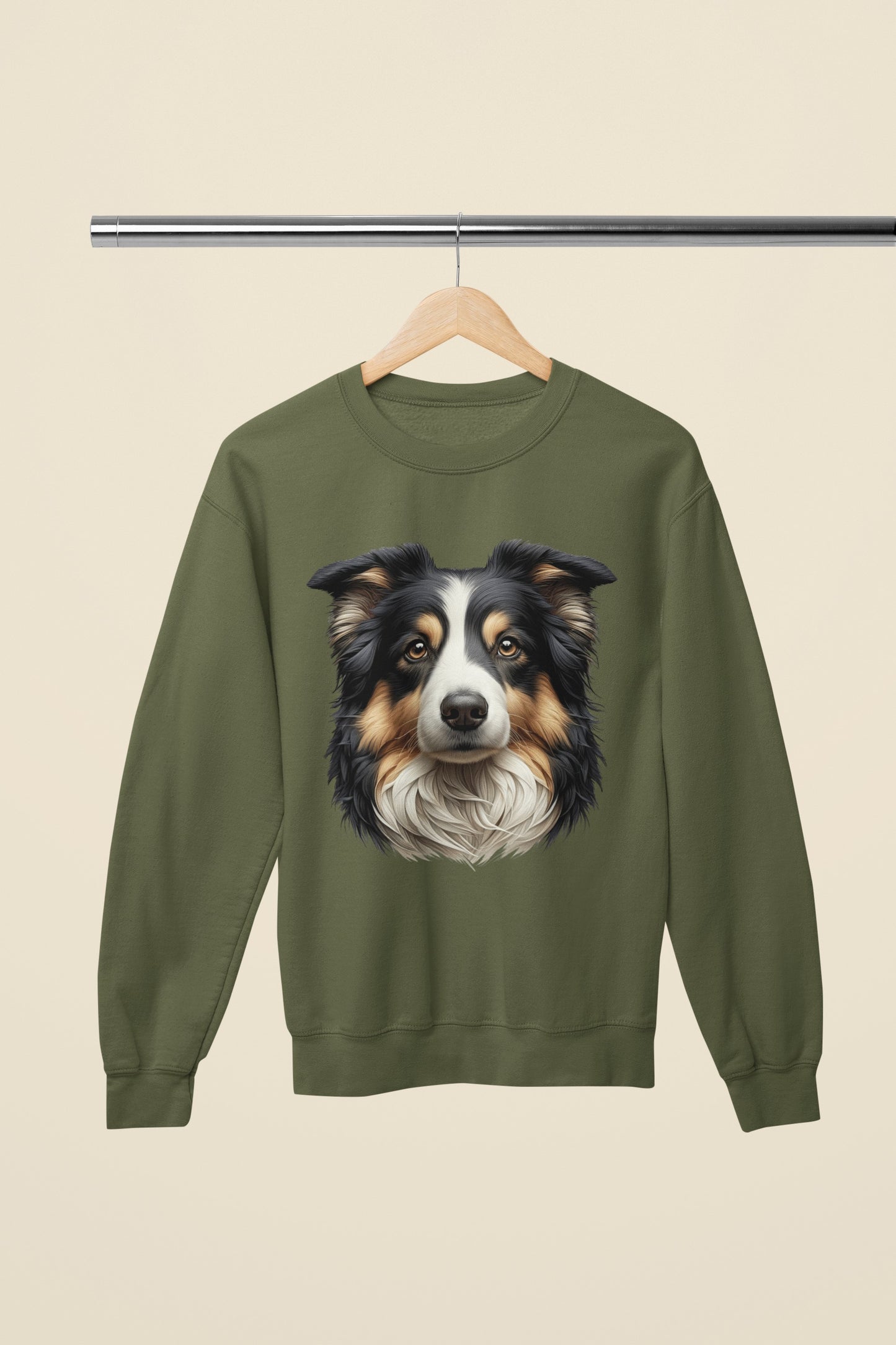 Australian Shepherd Black Tri Realistic Design Crewneck Sweatshirt