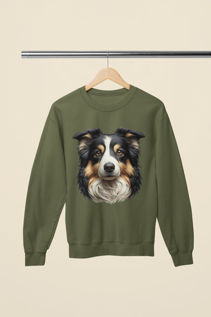 Australian Shepherd Black Tri Realistic Design Crewneck Sweatshirt