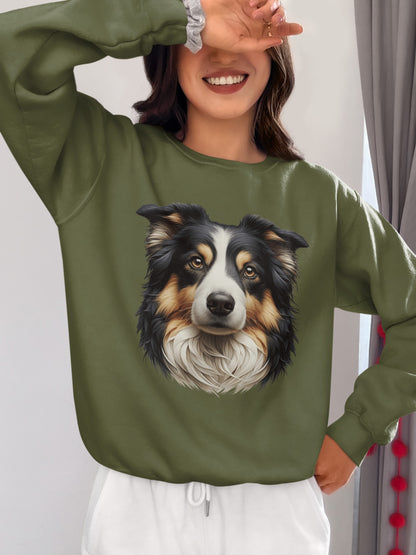 Australian Shepherd Black Tri Realistic Design Crewneck Sweatshirt