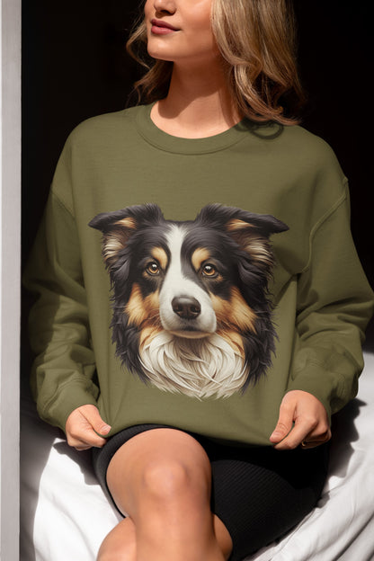 Australian Shepherd Black Tri Realistic Design Crewneck Sweatshirt