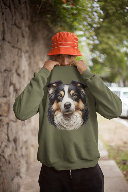 Australian Shepherd Black Tri Realistic Design Crewneck Sweatshirt