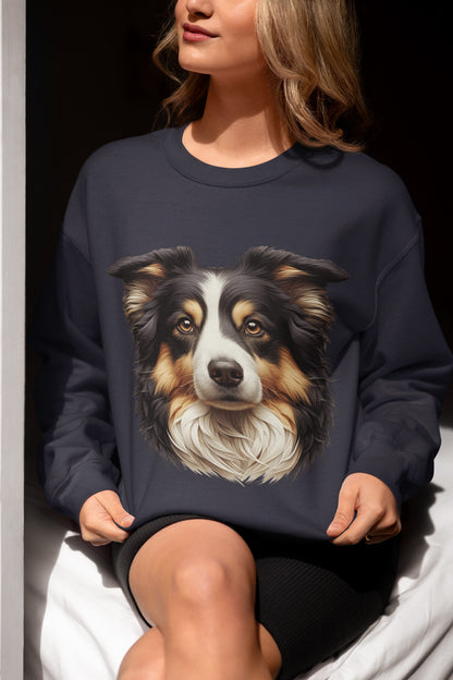 Australian Shepherd Black Tri Realistic Design Crewneck Sweatshirt