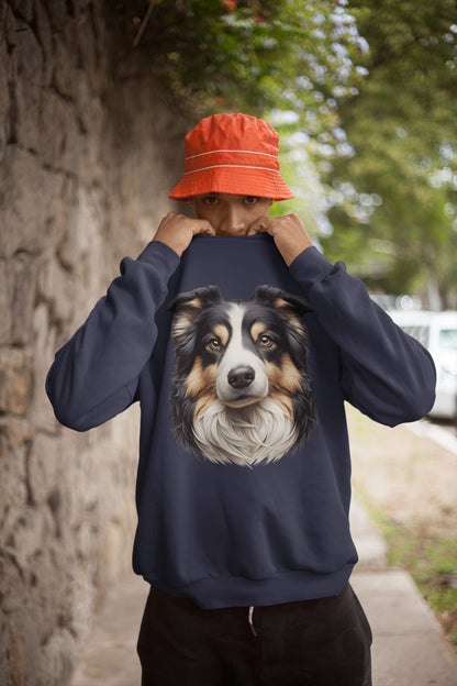 Australian Shepherd Black Tri Realistic Design Crewneck Sweatshirt