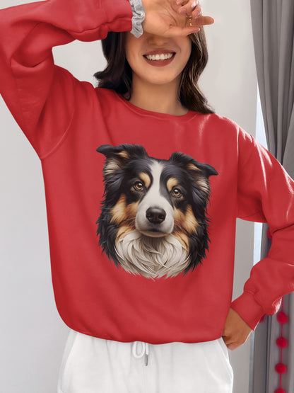 Australian Shepherd Black Tri Realistic Design Crewneck Sweatshirt