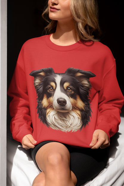 Australian Shepherd Black Tri Realistic Design Crewneck Sweatshirt
