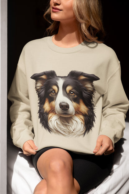 Australian Shepherd Black Tri Realistic Design Crewneck Sweatshirt