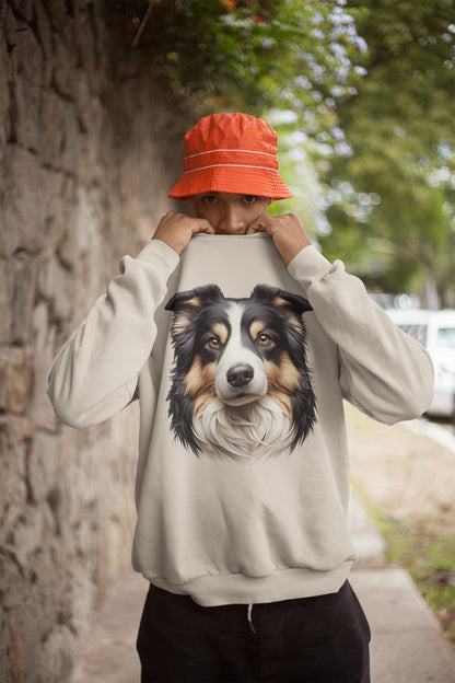 Australian Shepherd Black Tri Realistic Design Crewneck Sweatshirt