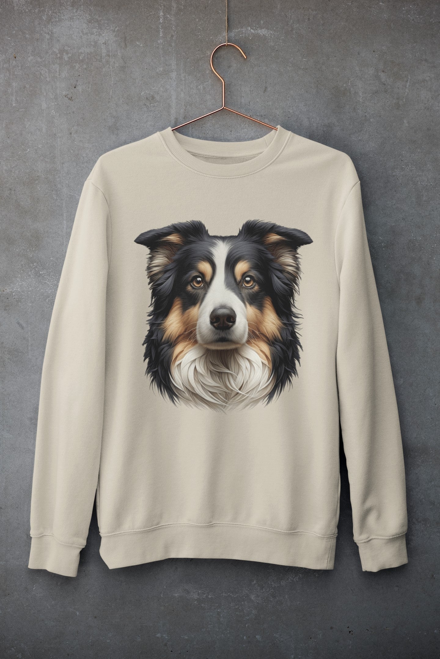 Australian Shepherd Black Tri Realistic Design Crewneck Sweatshirt