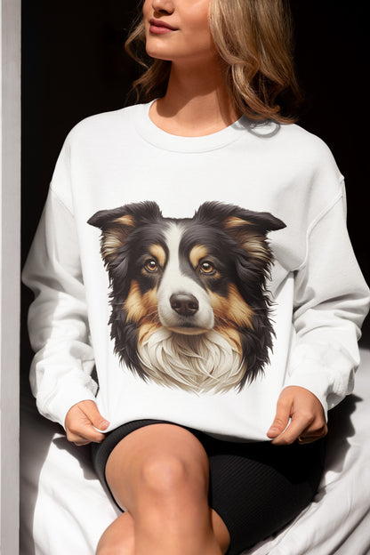 Australian Shepherd Black Tri Realistic Design Crewneck Sweatshirt