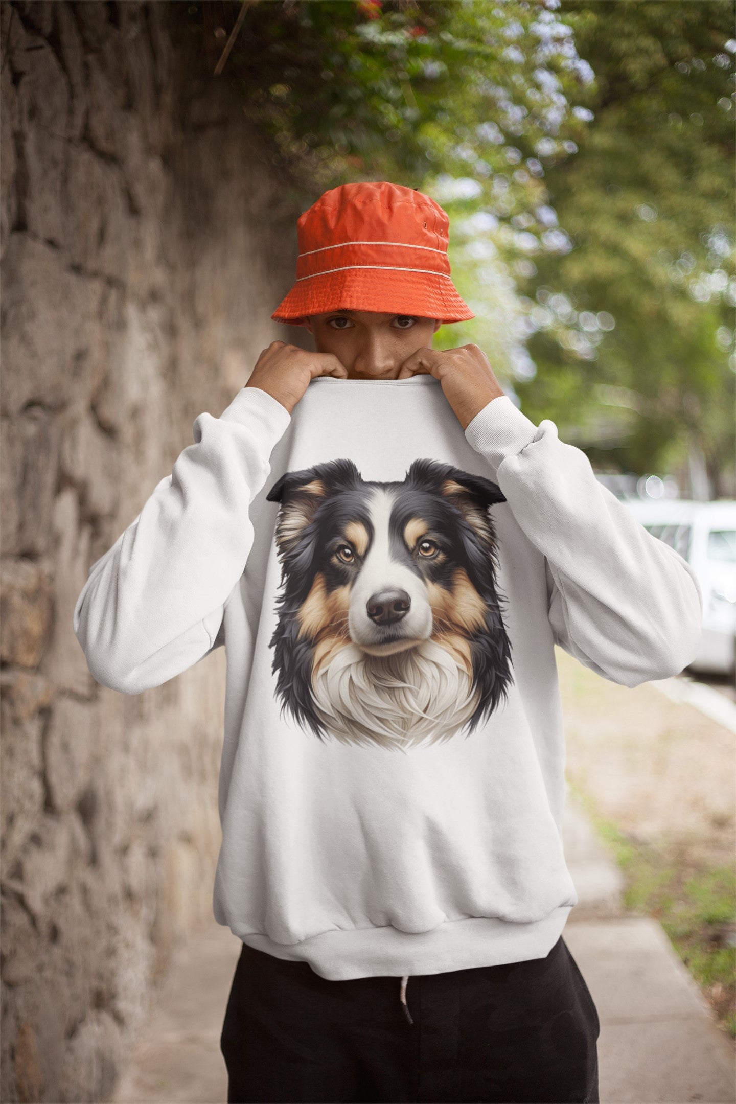 Australian Shepherd Black Tri Realistic Design Crewneck Sweatshirt