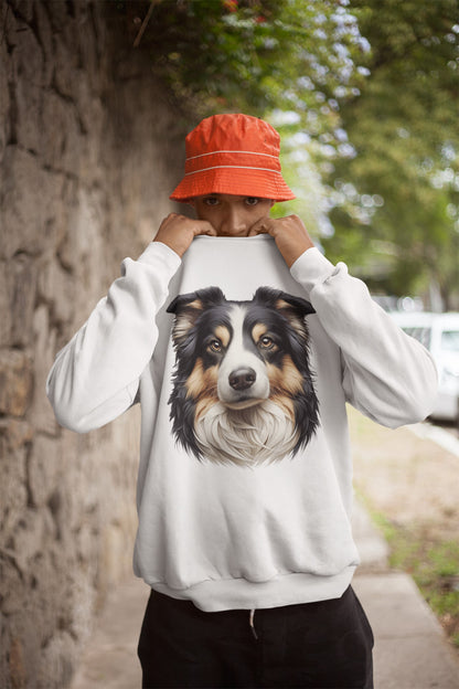 Australian Shepherd Black Tri Realistic Design Crewneck Sweatshirt