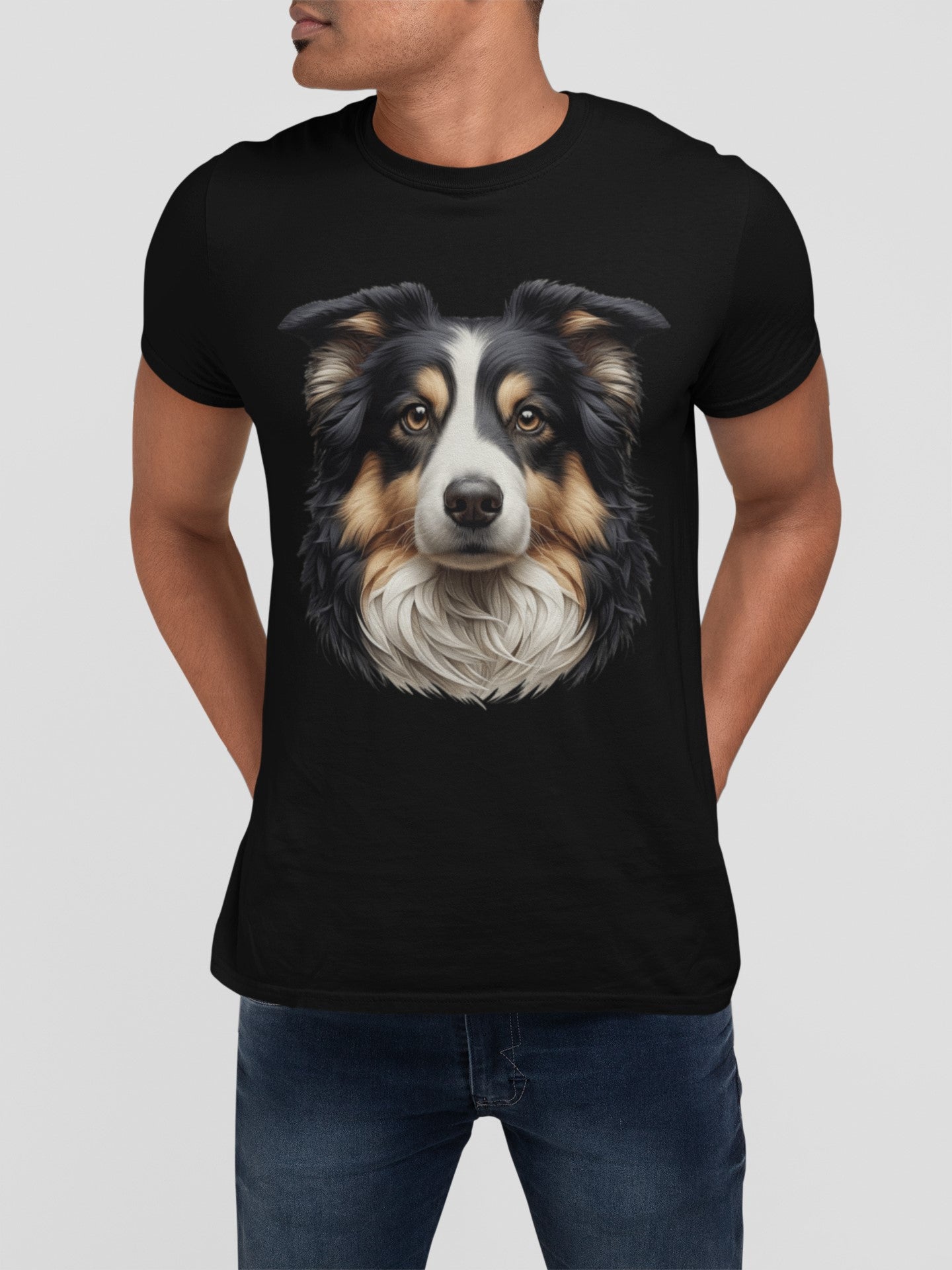 Australian Shepherd Black Tri Realistic Graphic Tee