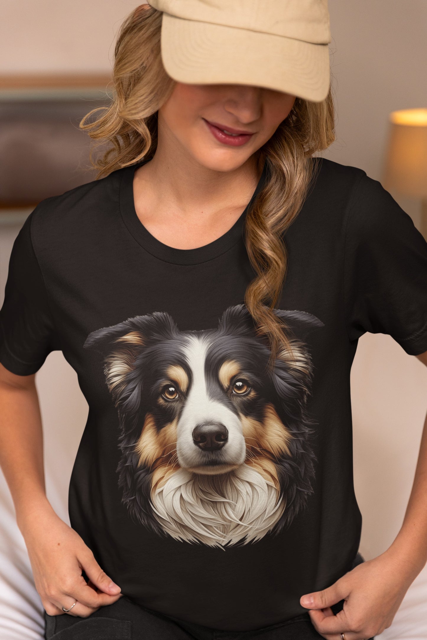 Australian Shepherd Black Tri Realistic Graphic Tee