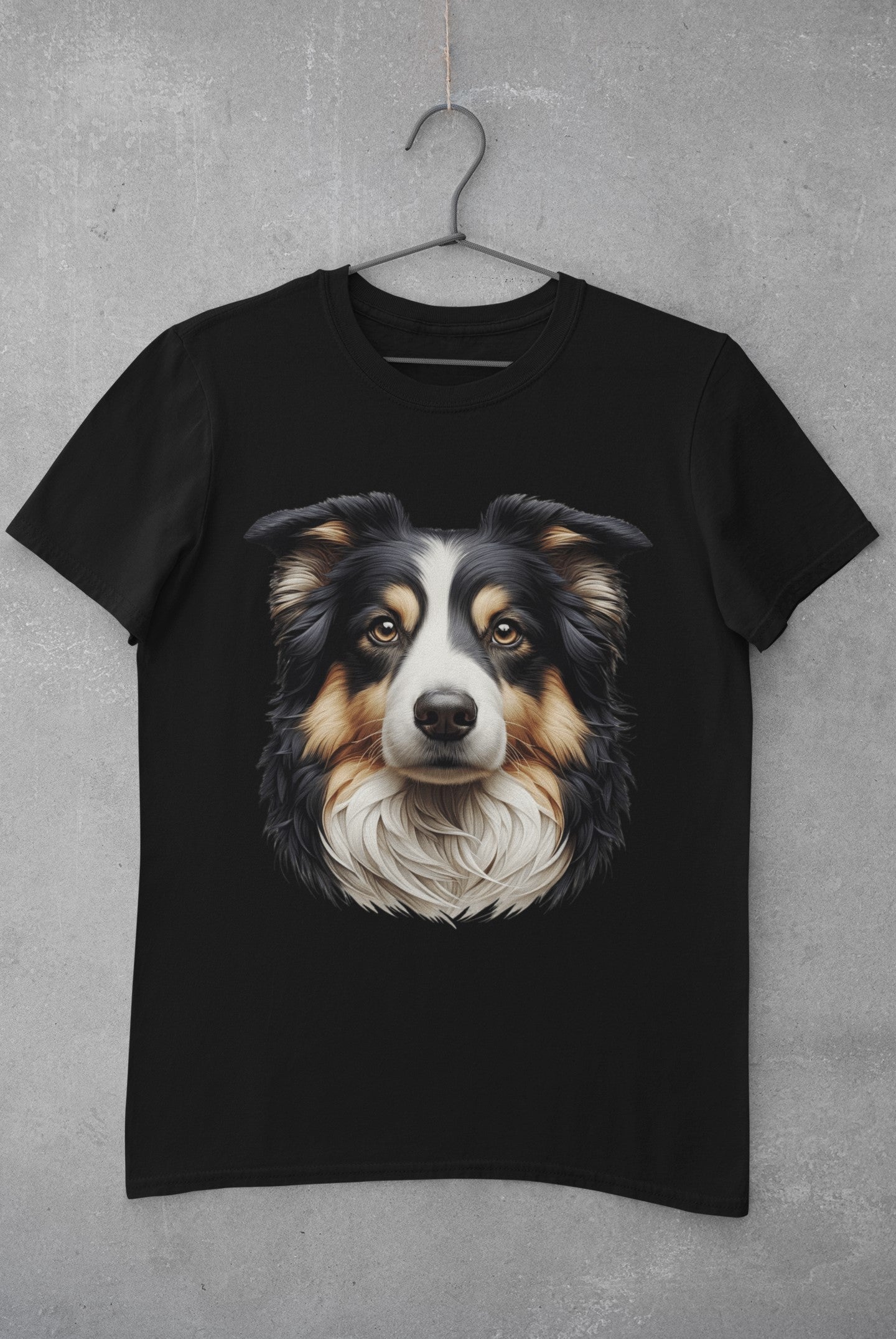 Australian Shepherd Black Tri Realistic Graphic Tee