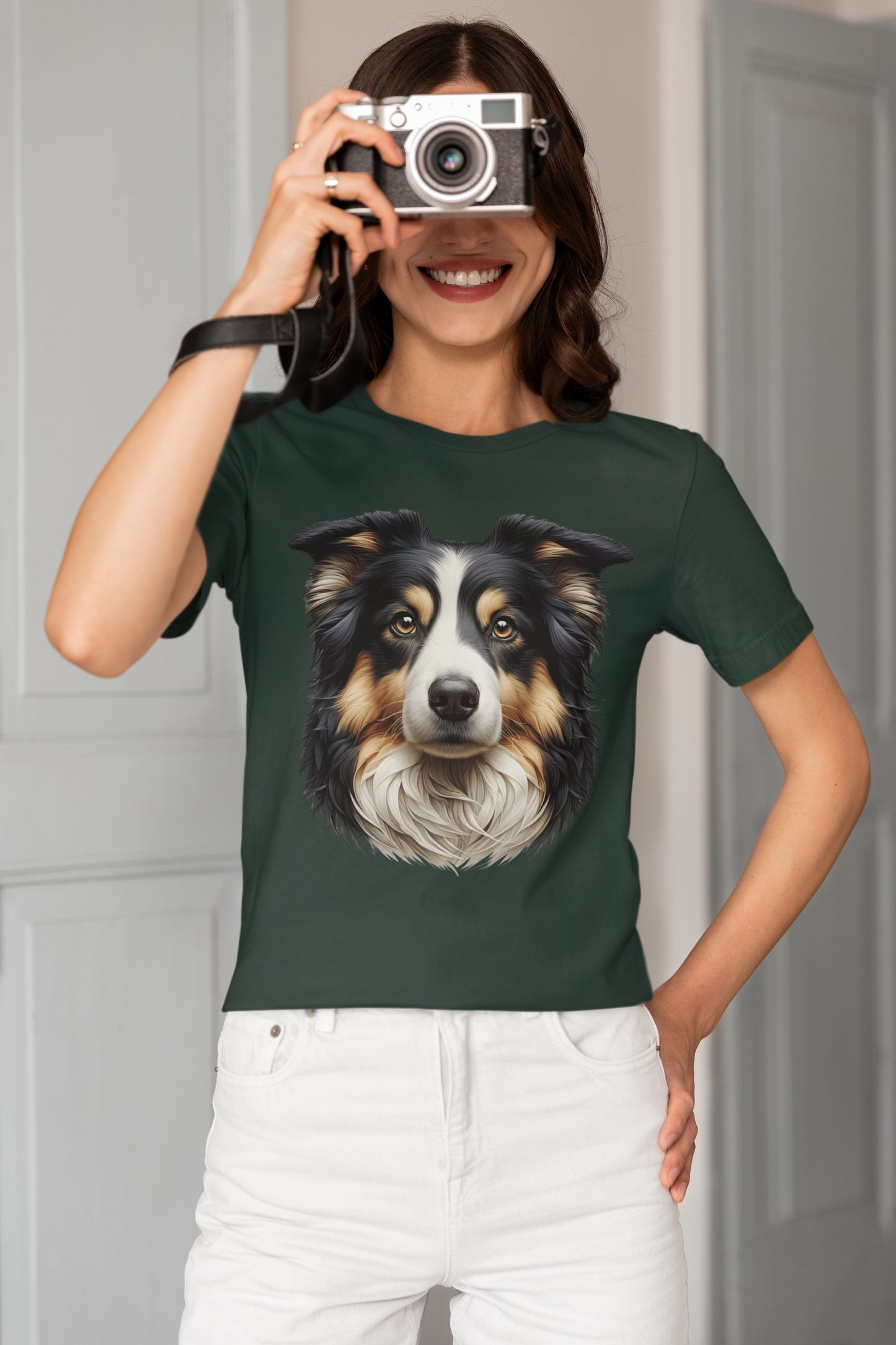 Australian Shepherd Black Tri Realistic Graphic Tee