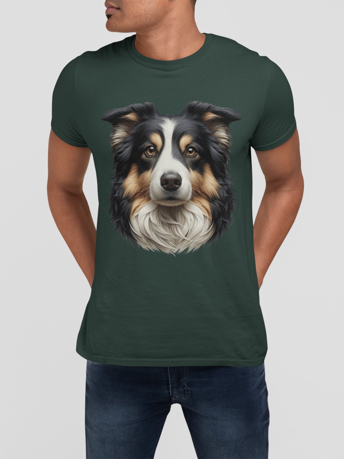 Australian Shepherd Black Tri Realistic Graphic Tee